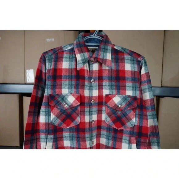 Vintage 90s Tip Top Wool Plaid Button-up S #502 - Picture 3 of 6